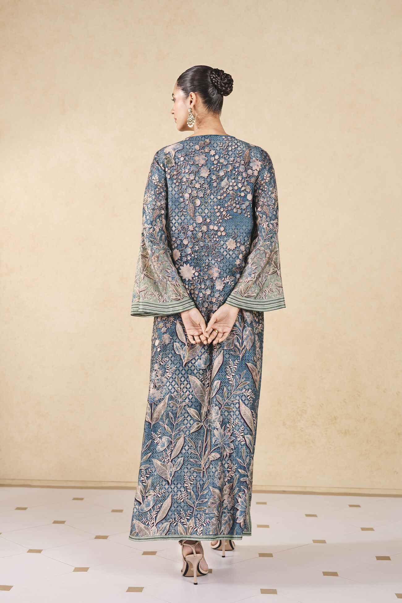 Turaya Silk Kaftan - Powder Blue, Powder Blue, image 3